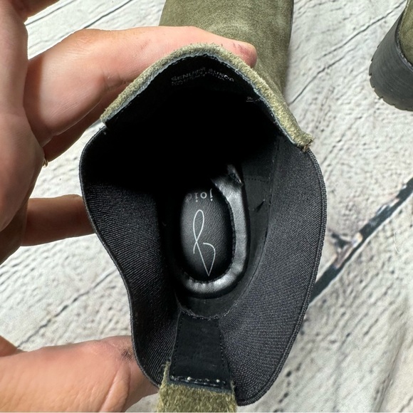 Joie Suede Boots Women’s Size 7 Combat Slip-On Green Heeled Boots - Picture 4 of 8